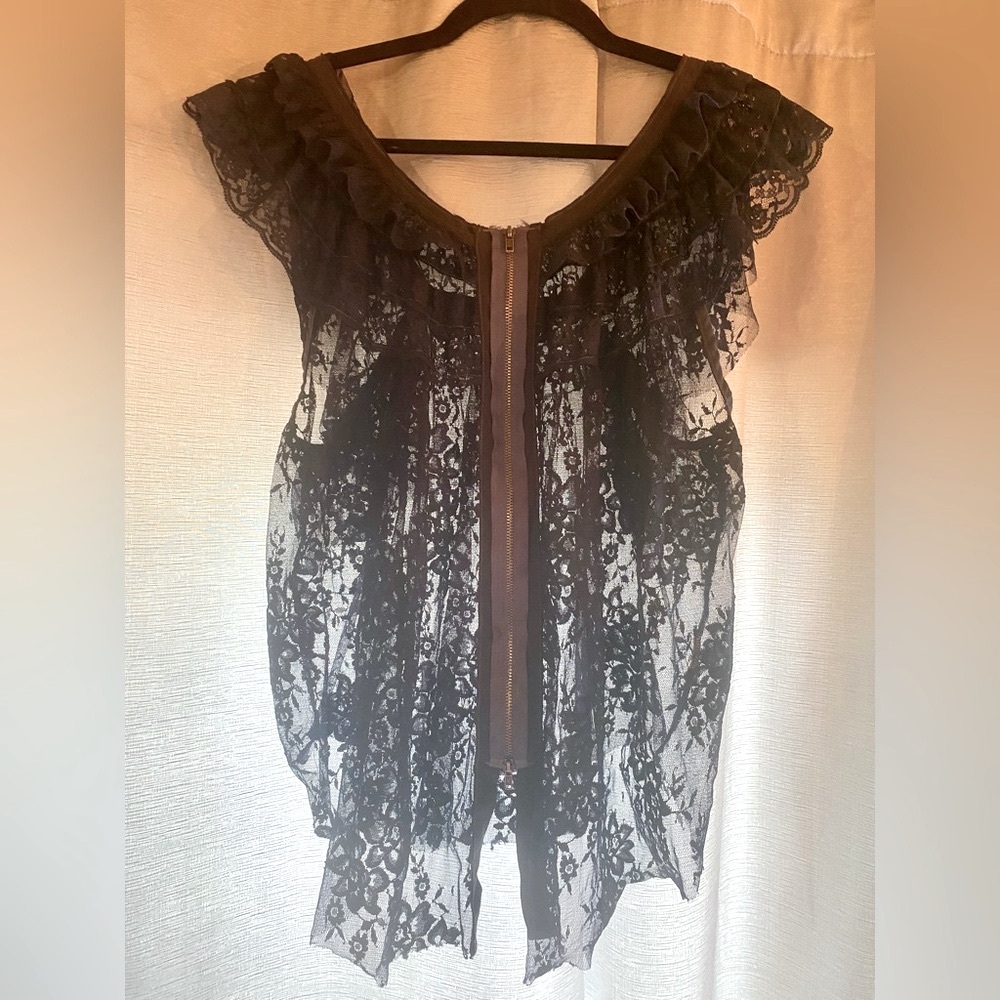 Free People Lace M high low blouse